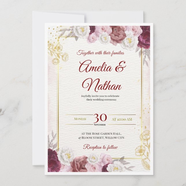 Elegant Floral Wedding Invitation (Devant)