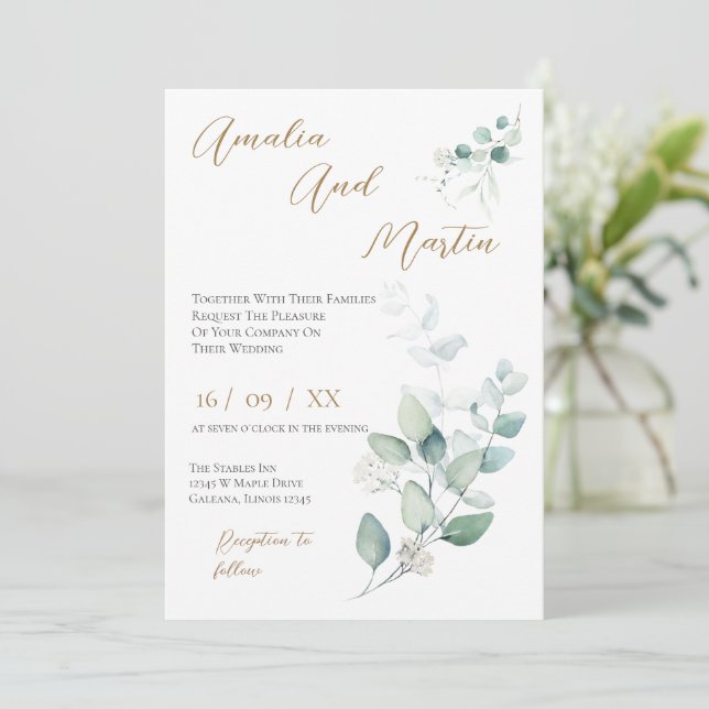 Elegant Floral Wedding Invitation (Debout devant)