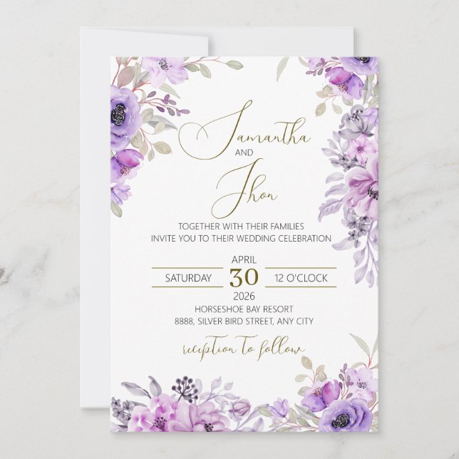 Elegant Floral Wedding Invitation (Devant)