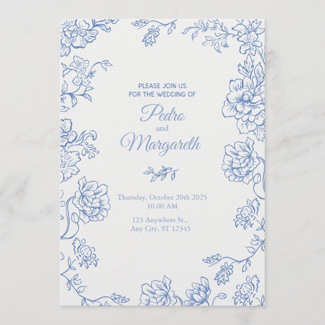 Elegant Floral Wedding Invitation  (Devant)