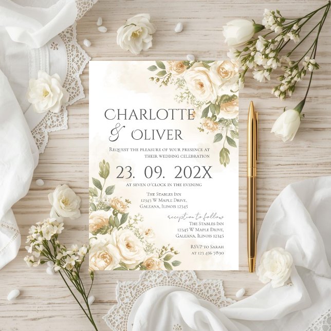 Elegant Floral Wedding Invitation (Créateur téléchargé)
