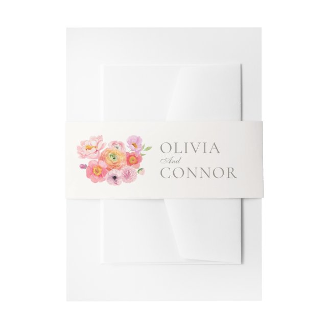 Elegant Floral Wedding Invitation Band (Vorderseite Beispiel)