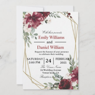 Elegant Floral Wedding Invitation Card Einladung