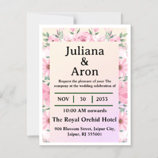 Elegant Floral Wedding Invitation | Editable  Magneteinladung