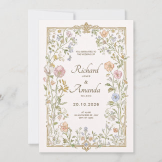 Elegant Floral Wedding Invitation Einladung
