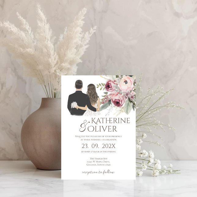 Elegant Floral Wedding Invitation Einladung (Von Creator hochgeladen)