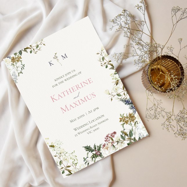 Elegant Floral Wedding Invitation Einladung (Von Creator hochgeladen)