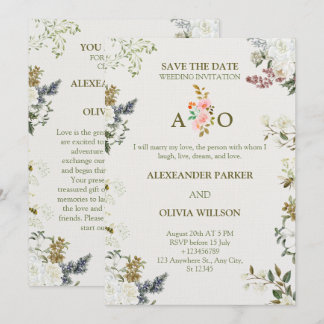 Elegant Floral Wedding Invitation – Modern CARD Einladung