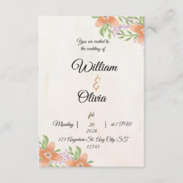 Elegant Floral Wedding Invitation | Peach & Green Einladung