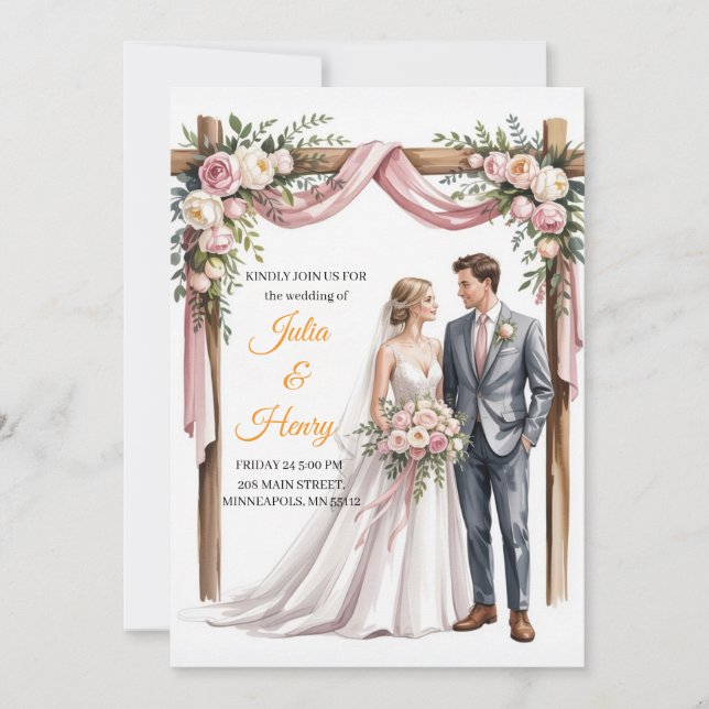 Elegant Floral Wedding Invitation | Romantic Garde (Devant)