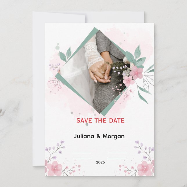 Elegant Floral Wedding Invitation | Romantic Pink  (Devant)