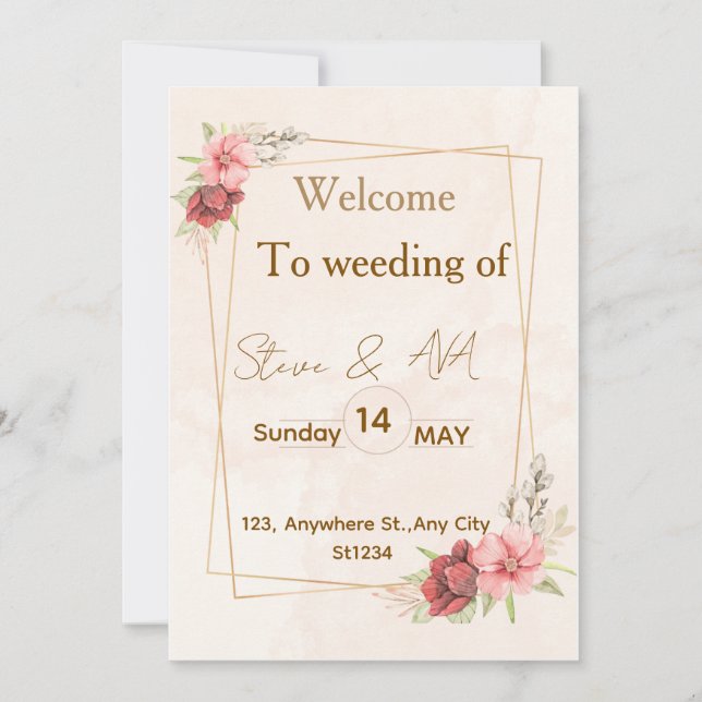 Elegant Floral Wedding Invitation ، Soft Pastel Co (Devant)