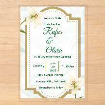 Elegant Floral Wedding Invitation with Gold Frame 