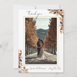 Elegant Floral Wedding Thank You Card  Dankeskarte