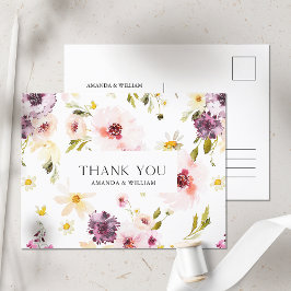 Elegant Floral Wedding Vielen Dank Postcard Ankündigungspostkarte