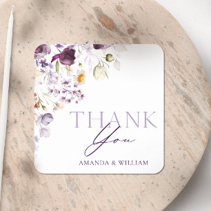 Elegant Floral Wedding Vielen Dank Sticker