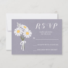 Elegant Floral White Daisies Bouquet UAWG Wedding RSVP Karte