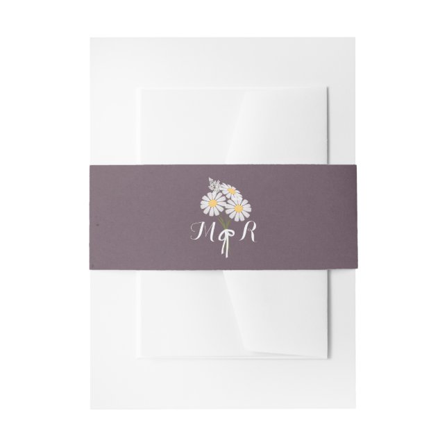 Elegant Floral White Daisies Monogram Wedding Einladungsbanderole (Vorderseite Beispiel)