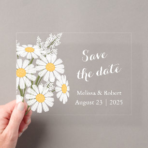 Elegant Floral White Daisies Save the Date Acryleinladungen