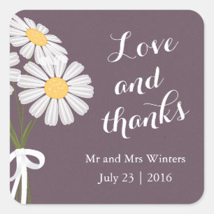 Elegant Floral White Daisies Vielen Dank für Ihre Quadratischer Aufkleber