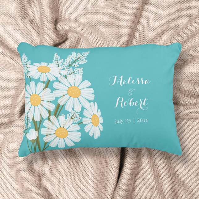 Elegant Floral White Daisies Wedding Dekokissen (Von Creator hochgeladen)