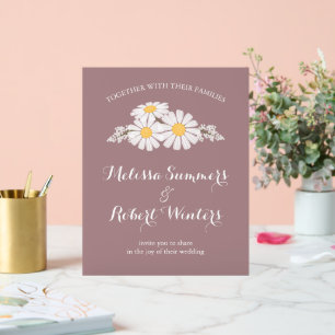 Elegant Floral White Daisies Wedding Rosy Acrylschild