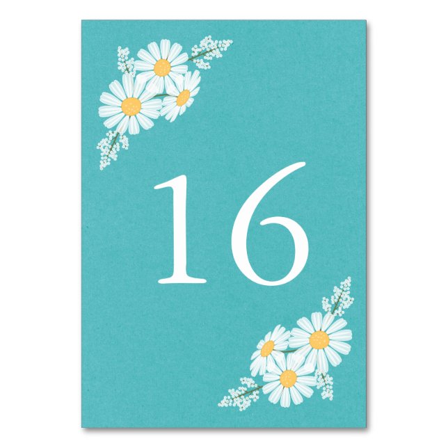 Elegant Floral White Daisies Wedding Tischnummer (Vorderseite)