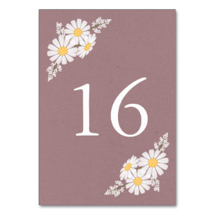 Elegant Floral White Daisies Wedding Tischnummer