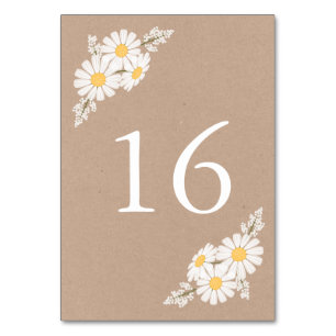 Elegant Floral White Daisies Wedding Tischnummer