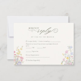 Elegant Floral Wildflower Calligraphy QR Code RSVP Karte