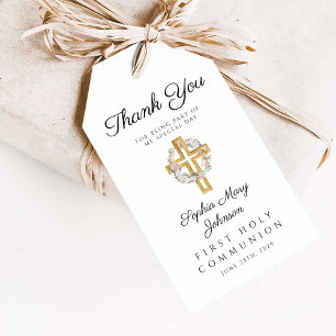 Elegant Floral Wreath Cross Girl Erste Kommune Geschenkanhänger