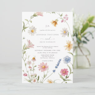 Elegant Floral Wreath   Qr Code UAwg Wedding Einladung