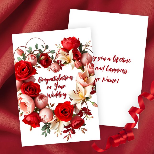 Elegant Floral Wreath Wedding Herzlichen Glückwuns Karte (Von Creator hochgeladen)