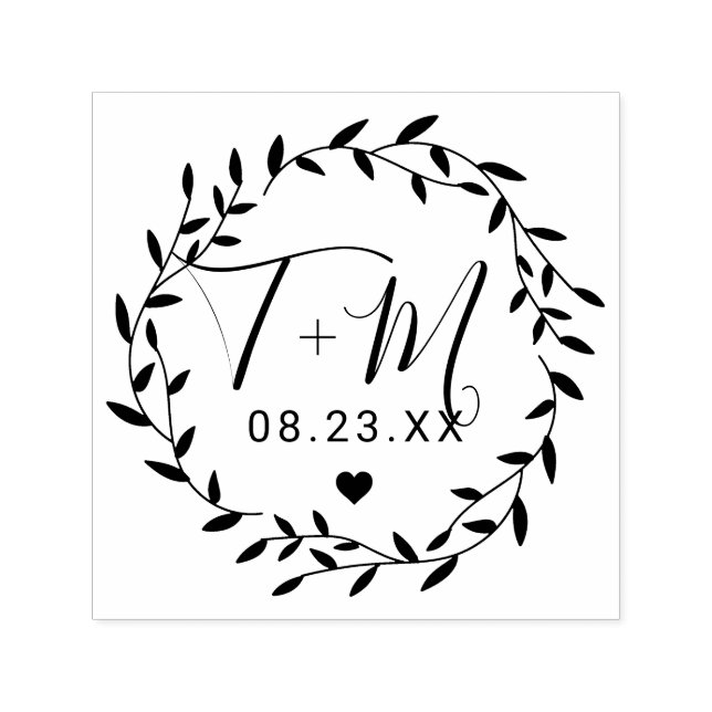Elegant Floral Wreath Wedding Permastempel (Design)