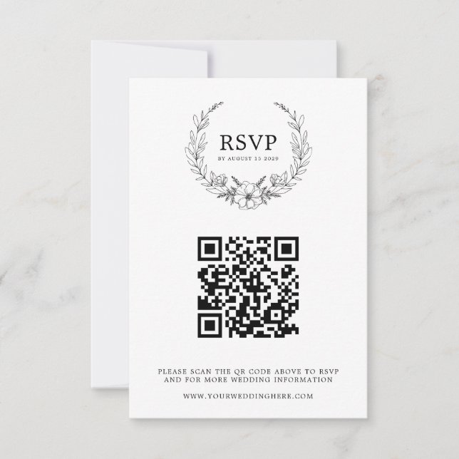 Elegant Floral Wreath Wedding RSVP Karte (Vorderseite)