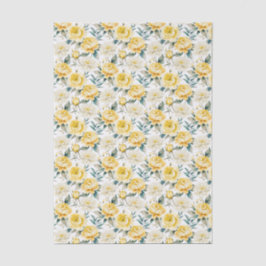 Elegant Floral Yellow Chryanthemum and Peony Seidenpapier