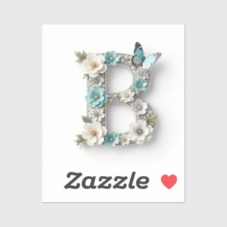 Elegant Floral Your Monogram B Vinyl Stickers Aufkleber