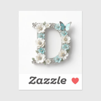 Elegant Floral Your Monogram D Vinyl Stickers Aufkleber