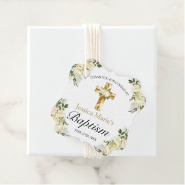 Elegant florale Gold Cross Taufe Vielen Dank Geschenkanhänger