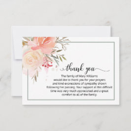 Elegant florale Kalligrafie Beerdigung Danke