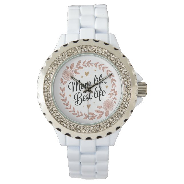 Elegant florale Watch Junge Mutter Geschenk Idee Armbanduhr (Vorderseite)