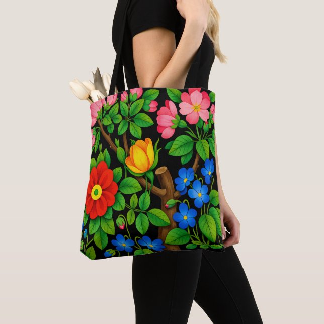 Elegant Florales Schwarz  Tasche (Von Nahem)