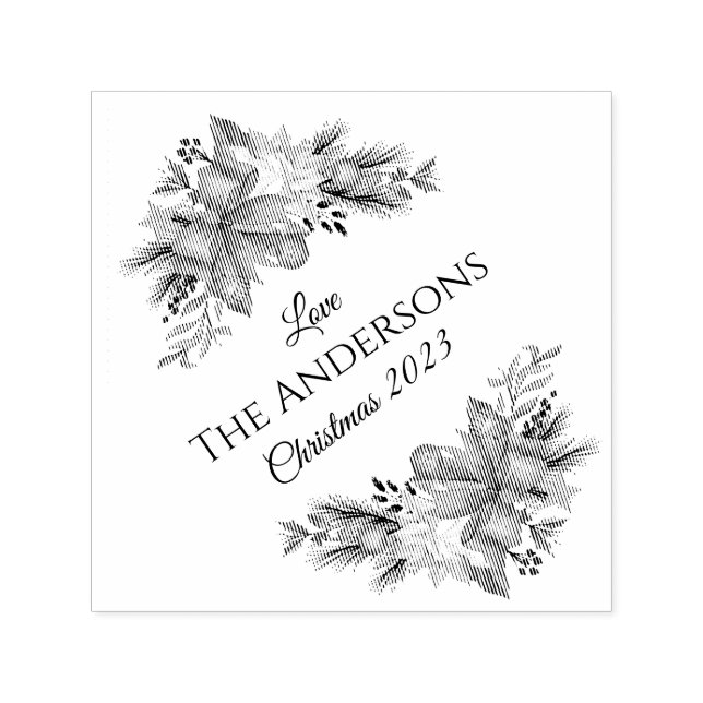 Elegant Florals Frohe Weihnachten 2023 Permastempel (Design)