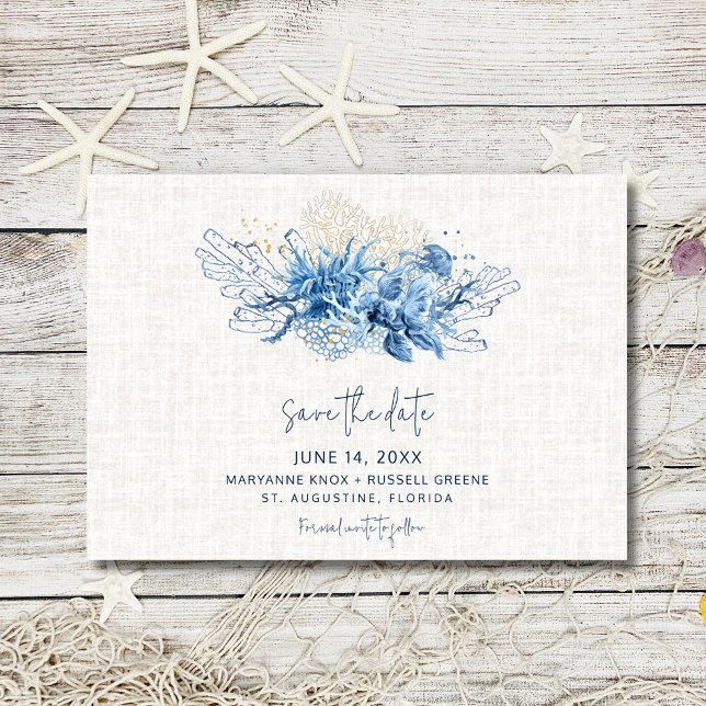 Elegant Florida Beach Wedding Save the Date Ankündigungspostkarte (Elegant Florida Beach Wedding Save the Date)