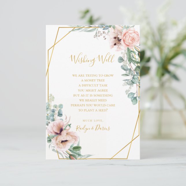 Élégant flou | Carte Mariage Wishing Well (Debout devant)