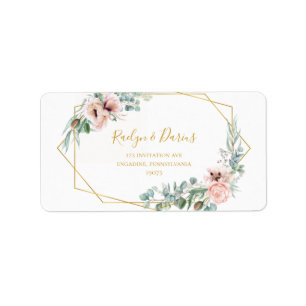 Élégant flou   Étiquettes de adresse de mariage RS