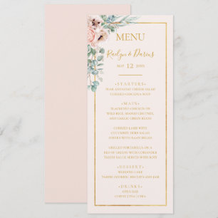 Élégant flou   Menu du dîner Mariage Pastel