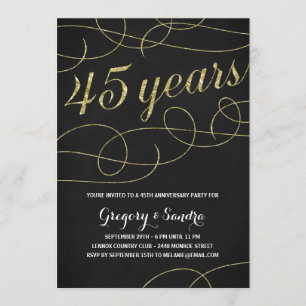 Elegant Flourish   Faux Gold Folie 45. Hochzeitsta Einladung