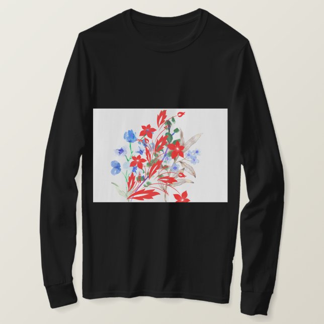 Elegant Flower and Leaves Artwork | Minimal  T-Shirt (Design vorne)