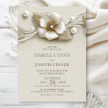 Elegant Flower and Pearls Wedding Einladung<br><div class="desc">Invite your friends and loved ones to celebrate your union with this elegant wedding invitation. The customizable text allows you to effortlessly add the bride and groom’s names, wedding date, and the necessary details of your celebration. A variety of paper types and corner styles are available for your unique invitations,...</div>
